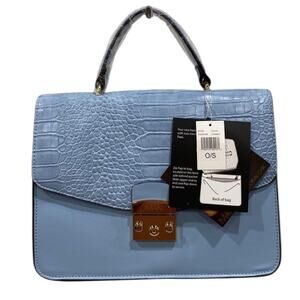 IMAN Iman Global Chic Convertible Flap Satchel Baby Blue NWT
